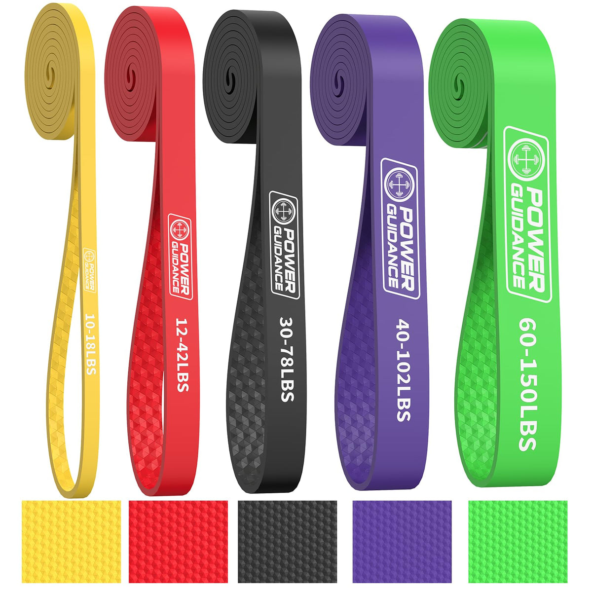 POWER GUIDANCE Resistance Bands, Set of 5 Pull Up Bands, Pull Up Assistance Bands, Exercise Bands, Resistance Bands Set for Legs, Working Out