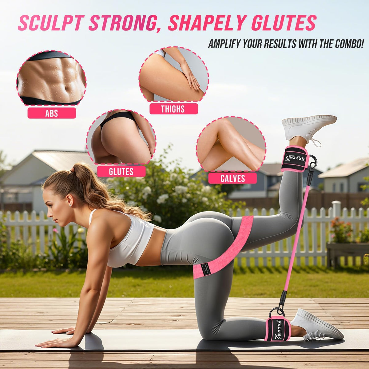 WOQQW Ankle Resistance Bands with Cuffs & Booty Bands Set for Legs & Glutes