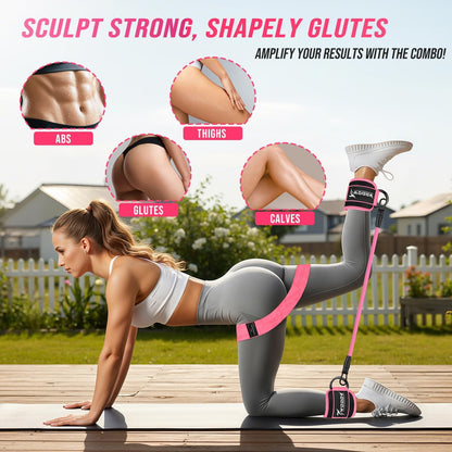 WOQQW Ankle Resistance Bands with Cuffs & Booty Bands Set for Legs & Glutes