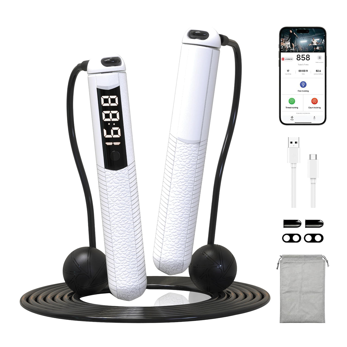 Cordless Gravity Jump Rope, Smart Jump Rope with Counter for Gym, Fat Burning & Calorie Burn, APP Data Analysis, Home Workout Equipment for Women ＆ Men