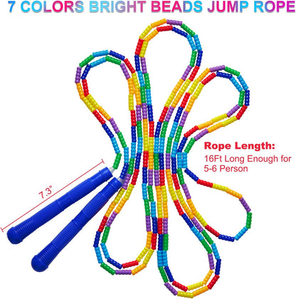 Long Double Dutch Jump Rope 16 Ft 2 Pack, Beaded Skipping Ropes for Kids