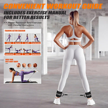 KUTIZE Ankle Resistance Bands with Cuffs for Women & Men - 3-Level Adjustable Leg & Glute Workout Equipment, Portable Home Gym Exercise Bands for Kickbacks, Hip Thrusts, Yoga, Strength Training