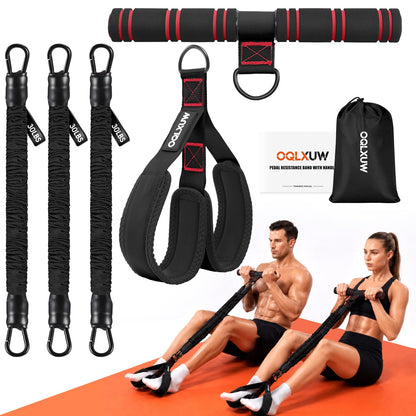 Upgraded Multifunction Pedal Resistance Band with Handle, Adjustable Foot Pedal Resistance Bands for Core, Arm, Legs, Body Strength, Portable Home Gym Workout Equipment for Men & Women