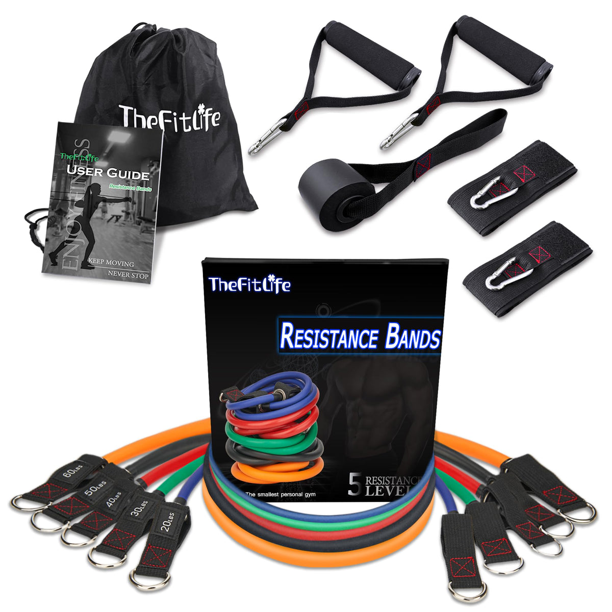 TheFitLife Resistance Bands Set with Handles, Door Anchor and Ankle Straps