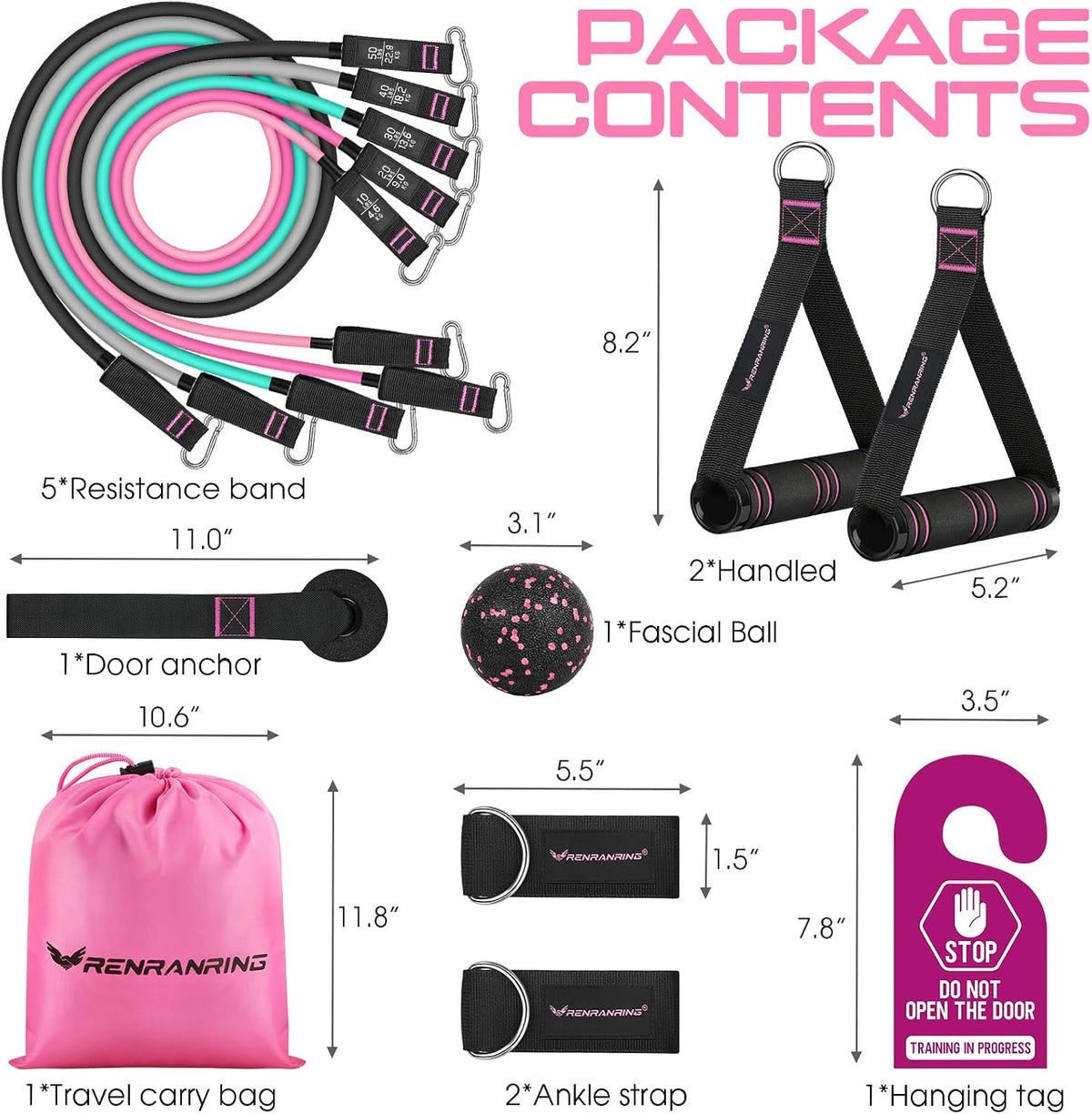 Resistance Bands with Handles, 5 Level Exercise Bands, 150LBS Workout Bands