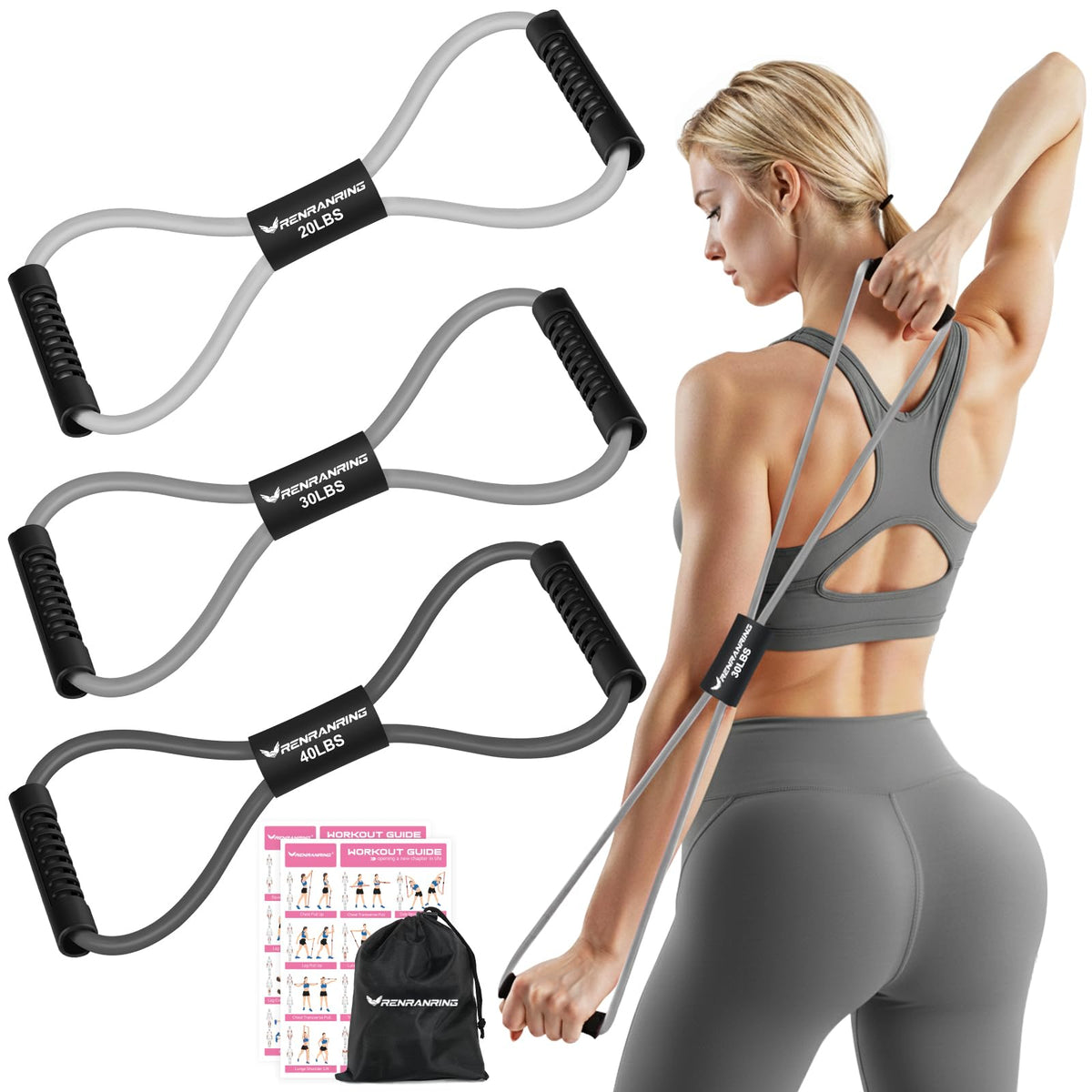 Resistance Bands with Handles, Figure 8 Fitness Bands, Exercise Bands Set