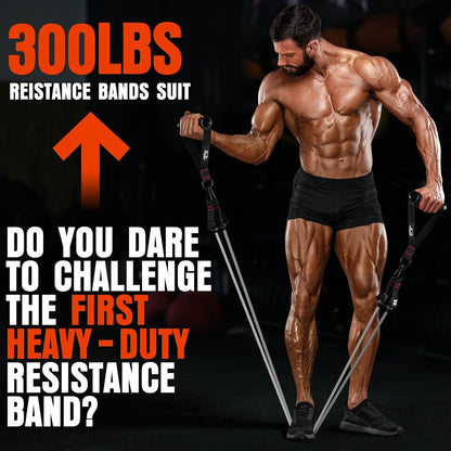Heavy Resistance Bands for Working Out, 300LBS Exercise Bands with Handles