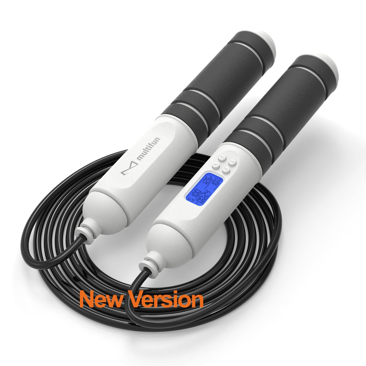multifun Smart Digital Jump Rope with Counter - Weighted Speed Skipping Rope for Fitness, CrossFit & Double Unders - 1/3 CoG Balance, Anti-Slip Handles for Men Women(2026 New Evolution for 3-Sec Fast Swap)