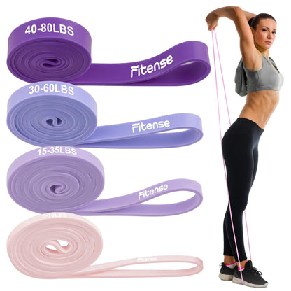 Fitense Resistance Bands Set - Pull Up Bands for Men Women, Exercise Bands Resistance with Door Anchor, Training Poster & Pouch for Body Stretching, Pull Up Assist