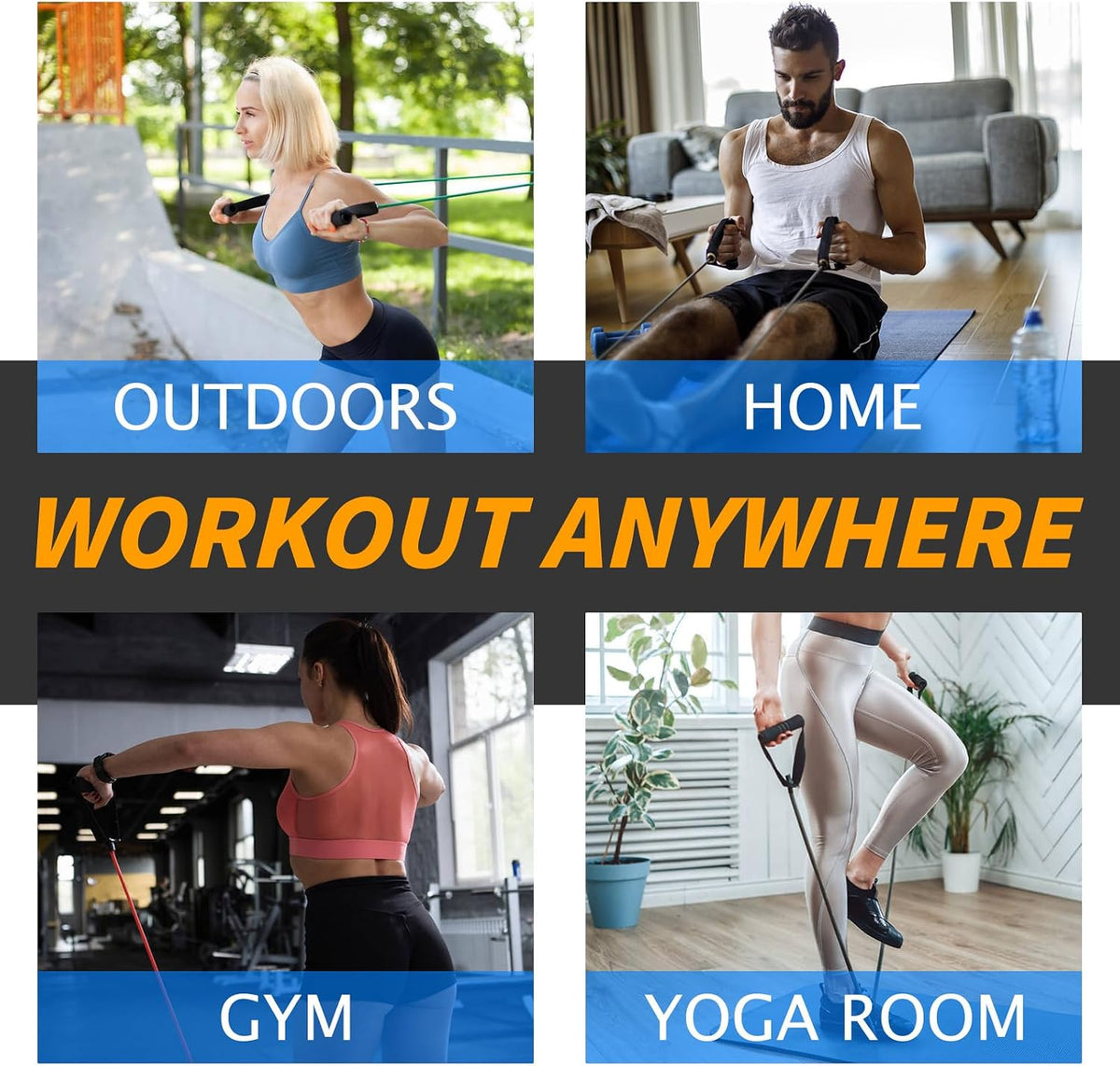 Resistance Bands with Handles and Door Anchor for Home Workouts