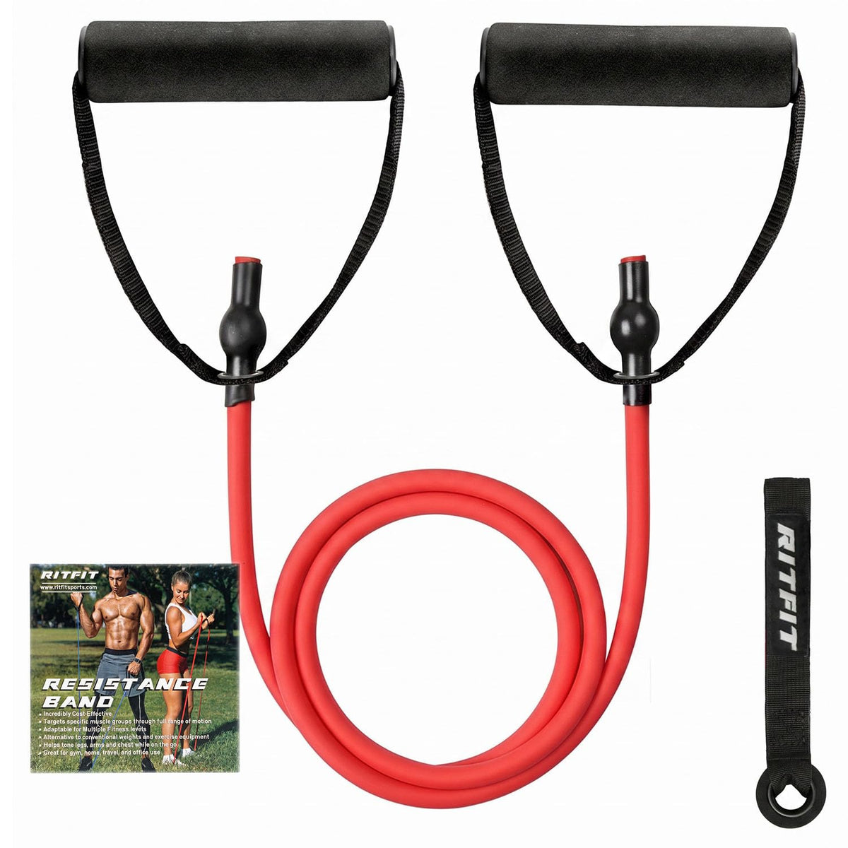 RitFit Single Resistance Bands with Handles Door Anchor for Home Gym