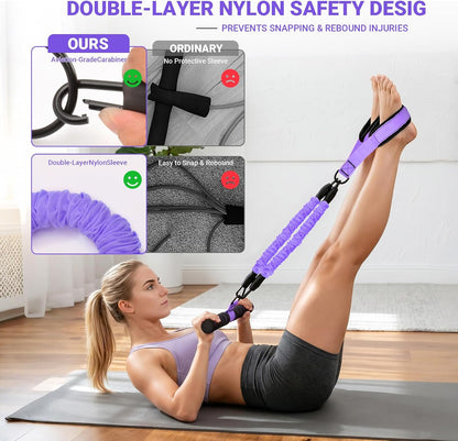 Pedal Resistance Bands with Handles, 90Lbs Adjustable Exercise Band Set