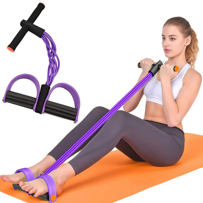 Pedal Resistance Band with Handles, 6-Tubes Natural Rubber Exercise Band