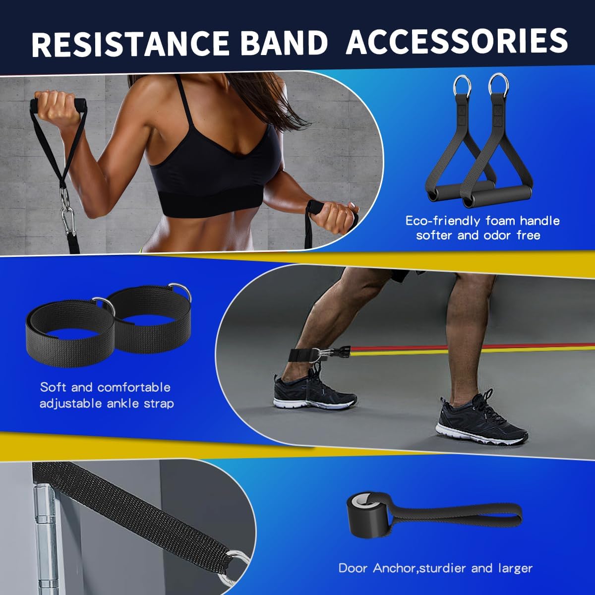 WHATAFIT Resistance Bands, 5 Level Exercise Bands with Handles for Workout