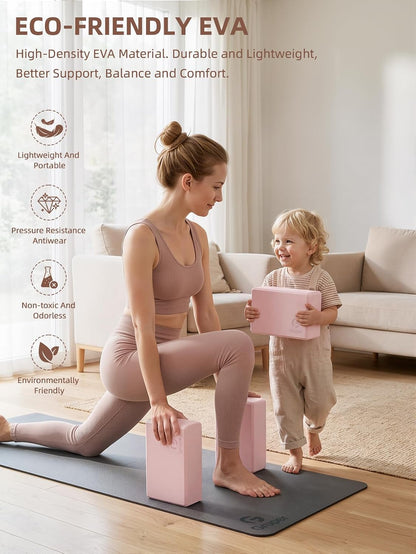 Gruper Yoga Blocks 2 Pack, 9"x6"x3" Exercise Blocks Pilates Blocks