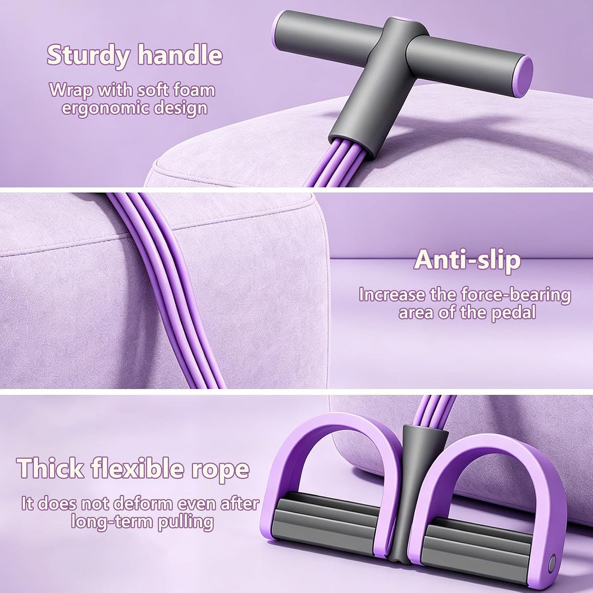Pedal Resistance Band with Handle,4/6/8 Resistance Levels Elastic Pull Rope, Exercise Bands for Leg Butt Training, Home Gym, Yoga, Pilates