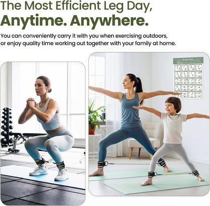 VITEVER Ankle Resistance Bands with Cuffs for Women, Leg Glute and Booty Workout Equipment for Home Gym, Pilates Equipment, Ankle Weights with Green Resistance Bands for Kickbacks Hip Fitness Training