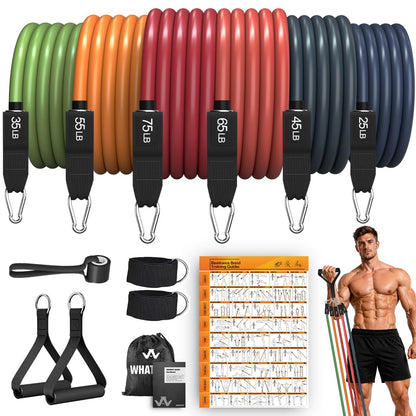 WHATAFIT Resistance Bands, 5 Level Exercise Bands with Handles for Workout