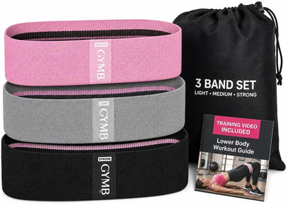 Gymbee Premium Resistance Bands for Working Out - Exercise Bands to Workout Glutes, Thighs & Legs - No Slip Cloth Booty Bands for Gym & Home Fitness, Yoga, Strength & Pilates for Men/Women - 3 Levels
