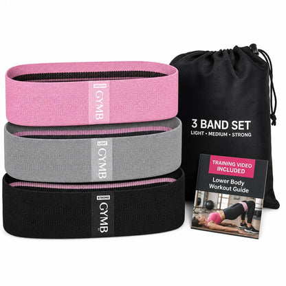 Gymbee Premium Resistance Bands for Working Out - Exercise Bands to Workout Glutes, Thighs & Legs - No Slip Cloth Booty Bands for Gym & Home Fitness, Yoga, Strength & Pilates for Men/Women - 3 Levels