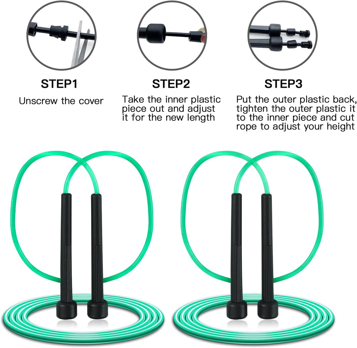 Pack PVC Jump Rope for Cardio Fitness - Versatile Adjustable Skipping Rope for Women Men Kids, Speed Jump Rope for Exercise,9 Feet