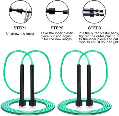 Pack PVC Jump Rope for Cardio Fitness - Versatile Adjustable Skipping Rope for Women Men Kids, Speed Jump Rope for Exercise,9 Feet