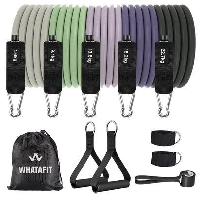 WHATAFIT Resistance Bands with Handles, 150 lb Exercise Bands Set