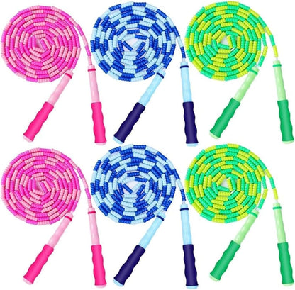 GRAWUN Jump Rope For Kids, Soft Beaded Jump Rope, Adjustable Length Tangle-Free Segmented Soft Beaded Skipping Rope，for Women, Men and Kids Keeping Fit, Workout and Weight Loss