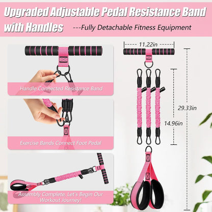 Pedal Resistance Band with Handle, Adjustable Resistance Bands with Handle