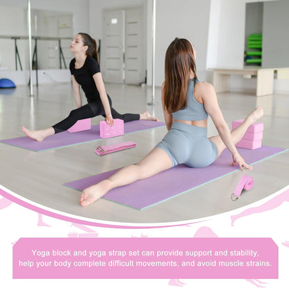 RETON 2 Pack Yoga Blocks and 2 Yoga Straps Set, Soft Non-Slip Yoga Block for Pilates, High Density EVA Foam Yoga Brick with Yoga Strap for General Fitness, Stretching, Improve Strength and Flexibility
