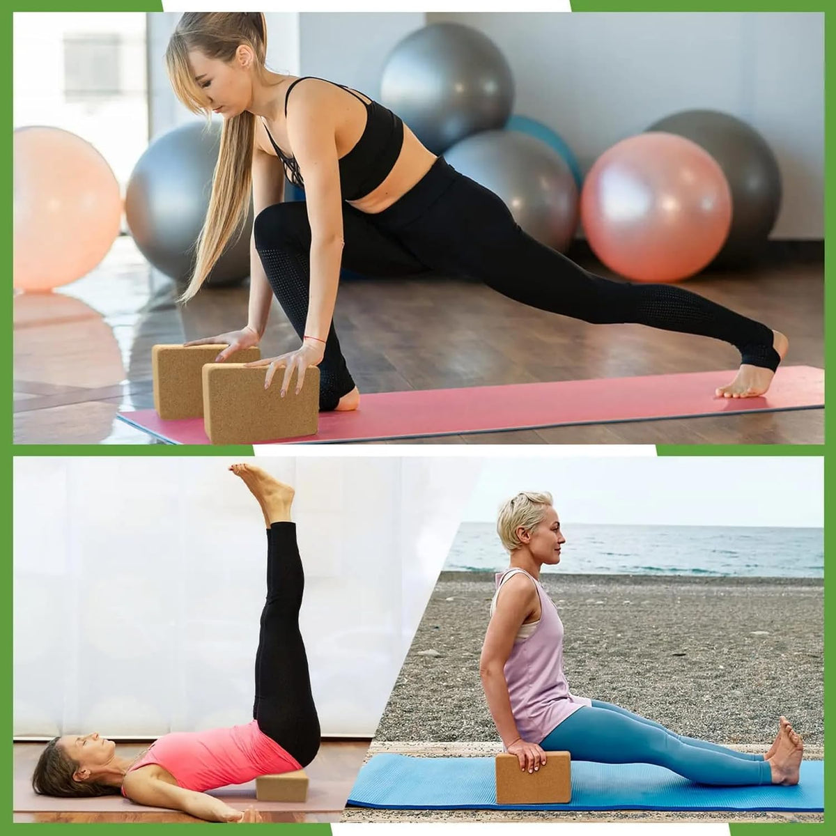 Cork Yoga Blocks, Natural Cork, High Density with Non Slip Surface, Eco-Friendly Accessories for Women, Ideal for Yoga, Pilates, Stretching…