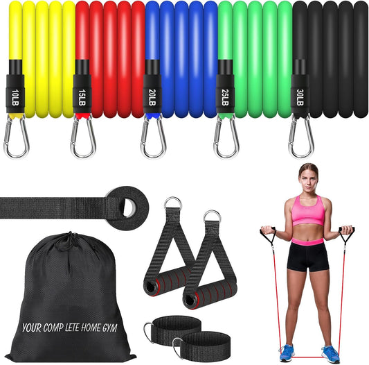 Resistance Bands Set, Workout Bands with Handles, 5 Levels