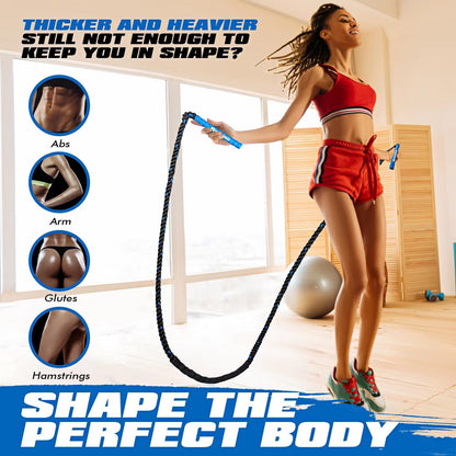 Ayombo Jump Rope, Weighted Jump Rope for Fitness, Boxing Equipment Jump Ropes for Men Women, Battle Skipping Ropes for Exercise, Suitable for Boxing, Cardio, Training Muscle Speed Home Gym Workout Equipment
