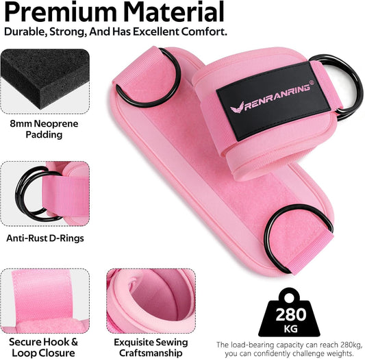 Ankle Resistance Bands w/Cuffs, Ankle Weights Women Booty Workout Equipment