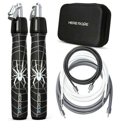 HEREROPE Weighted Jump Rope for Men Women Interchangeable 1/6lb 1/4lb 1/2lb Heavy Jump Rope- Adjustable Length, Tangle Free, Smooth Ball Bearing, Anti-slip Grip, Skipping Rope for Weight Loss