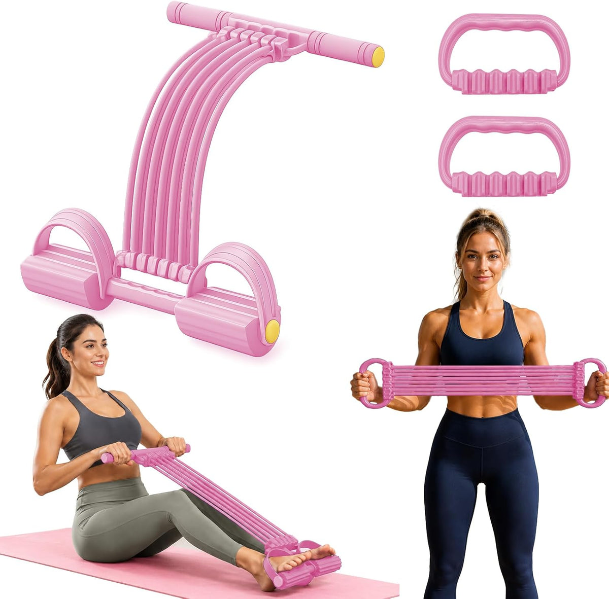 Pedal Resistance Band with Handle, Upgrade 10-Tubes Adjustable Resistance