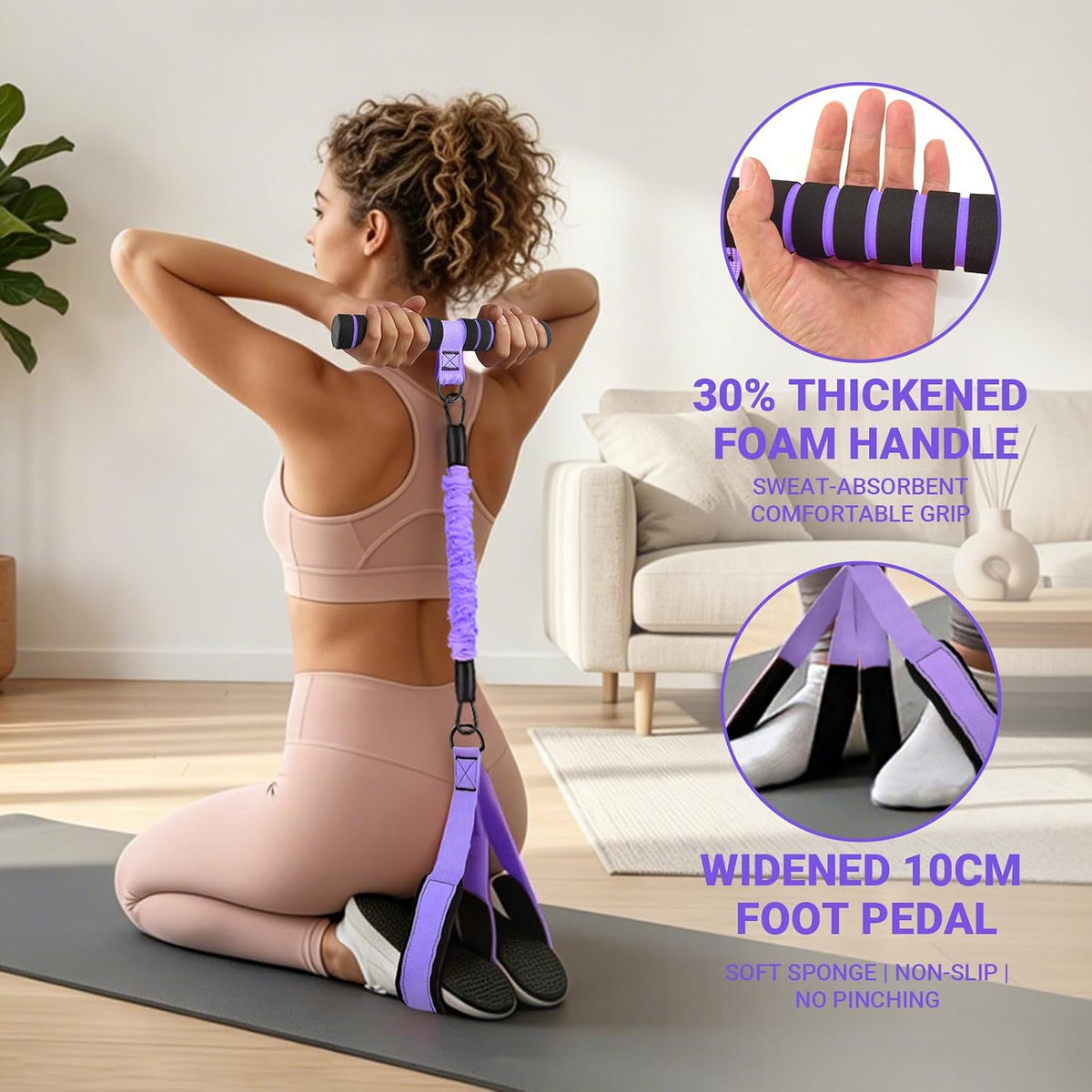 Pedal Resistance Bands with Handles, 90Lbs Adjustable Exercise Band Set