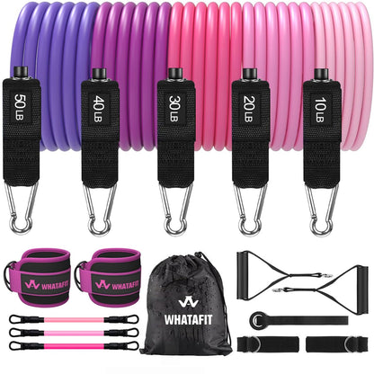 WHATAFIT Resistance Bands with Handles, 150 lb Exercise Bands Set