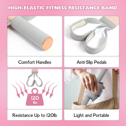 Fitness Resistance Band with Handles&Non-Slip Pedall, Fabric Exercise Bands