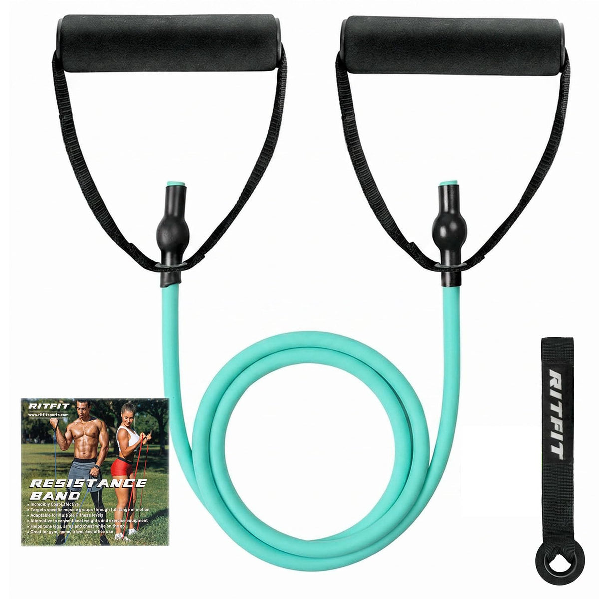 RitFit Single Resistance Bands with Handles Door Anchor for Home Gym