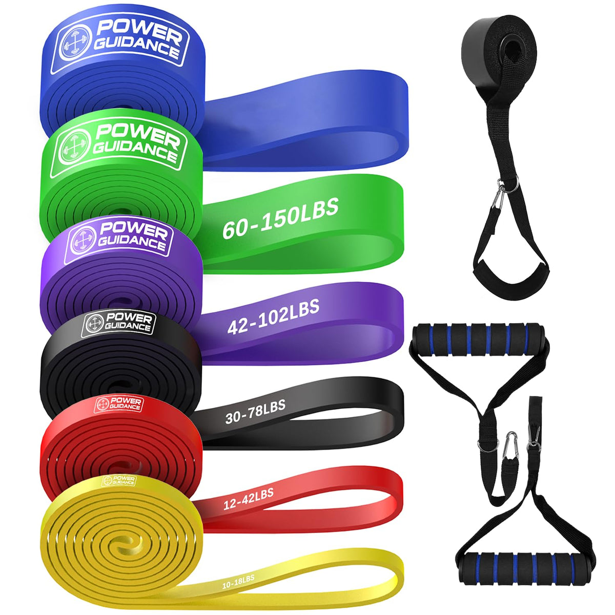 POWER GUIDANCE Resistance Bands, Set of 5 Pull Up Bands, Pull Up Assistance Bands, Exercise Bands, Resistance Bands Set for Legs, Working Out