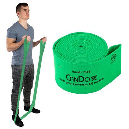 CanDo Multi-Grip 6 Foot Exercise Resistance Band with Hand/Foot Loops for Total Body Workouts, Training, Rehab, Stretching and Therapy
