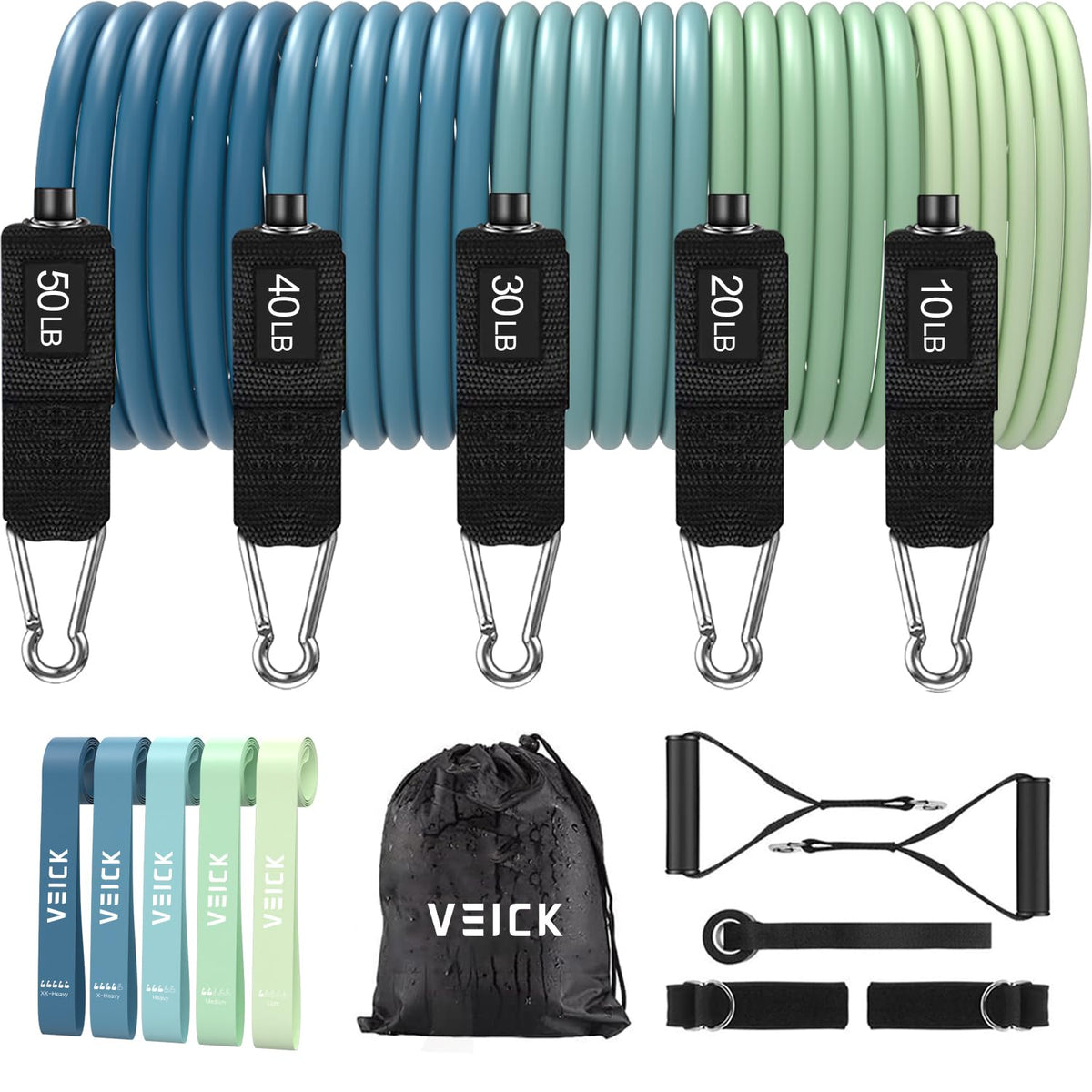 VEICK Resistance Bands with Handles, Exercise Tube Bands Set for Workouts