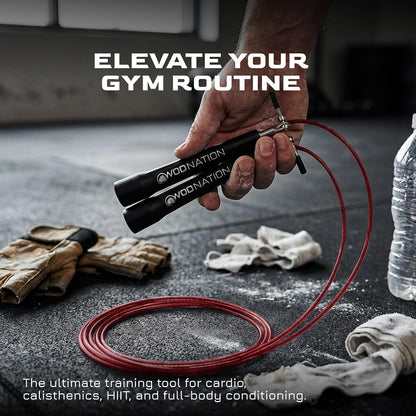 WOD Nation Adjustable Speed Jump Rope For Men, Women & Children - Blazing Fast Fitness Skipping Rope Perfect for Boxing, MMA, Endurance