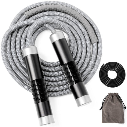 Mangodan 1LB Weighted Jump Ropes for fitness Women Men, Tangle-Free Ball Bearing Rapid Speed Skipping Jump Rope with Adjustable 9mm Cotton & PVC Cord, Aluminum Handles for MMA, Boxing, CrossFit, Weight-loss Workouts