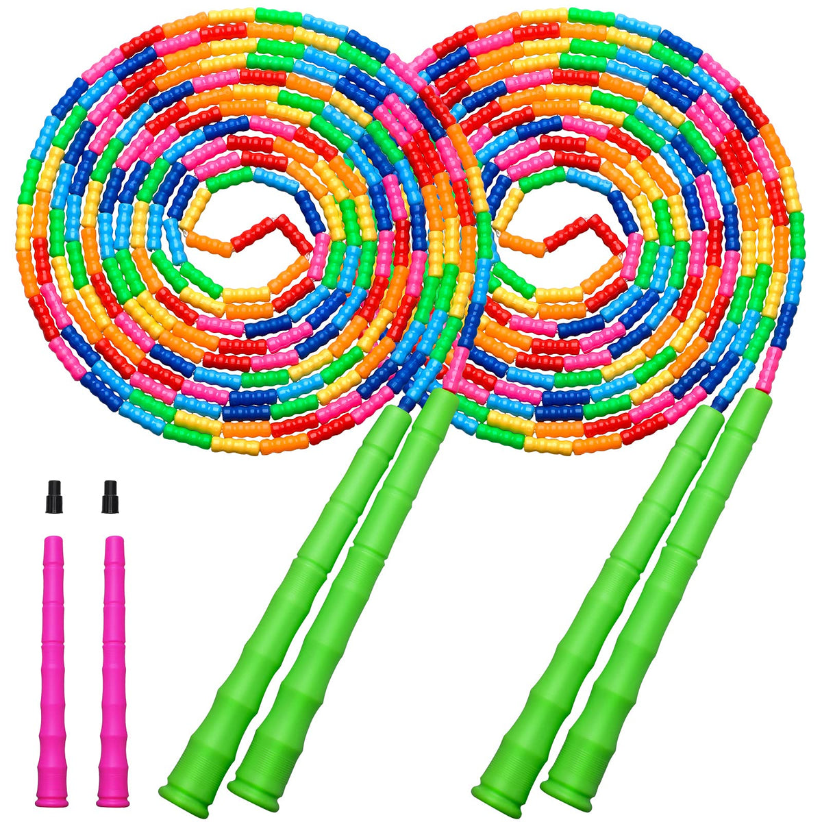 Double Dutch Jump Rope Long Jump Rope 16 FT 1 Pack/2 Pack, Adjustable Soft Beaded Diy Jump Rope for Kids Adult Long Enough for 5-6 Jumpers