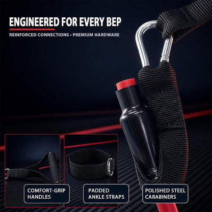 WHATAFIT Resistance Bands with Handles, 150 lb Exercise Bands Set