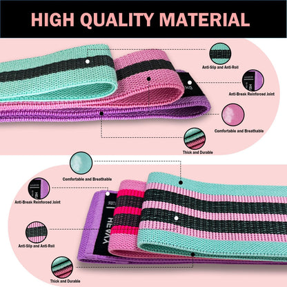 KANGFITER Long and Short 6 Fabric Resistance Bands Set with Door Anchor