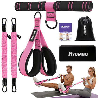 Upgrade Pedal Resistance Band with Handle, Adjustable Tube Foot Pedal Device Puller Exercise Bands, for Abs Arm Leg Waist Workout, Core Pilates, Sit Up Fitness Equipment for Full Body Training