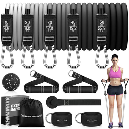 Resistance Bands with Handles, 5 Level Exercise Bands, 150LBS Workout Bands